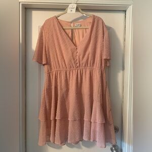 NWT-Women’s Arula Swiss dot ruffled pink dress size 1X